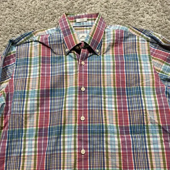 Peter Millar Plaid Button Up Long Sleeve Shirt Men's SZ M Multicolor 100% Cotton - Picture 3 of 9